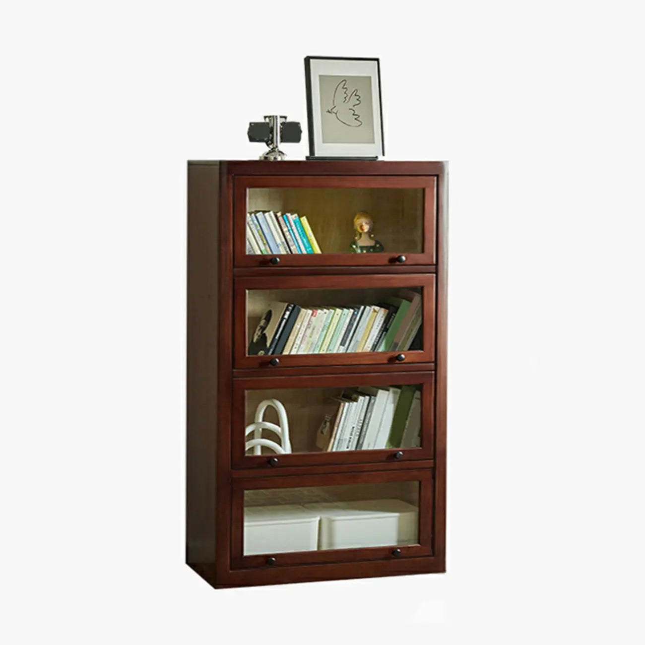 Armoire de rangement classique en bois brun avec verre inversé