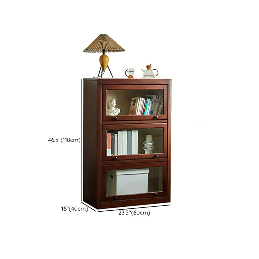 Armoire de rangement classique en bois brun avec verre inversé