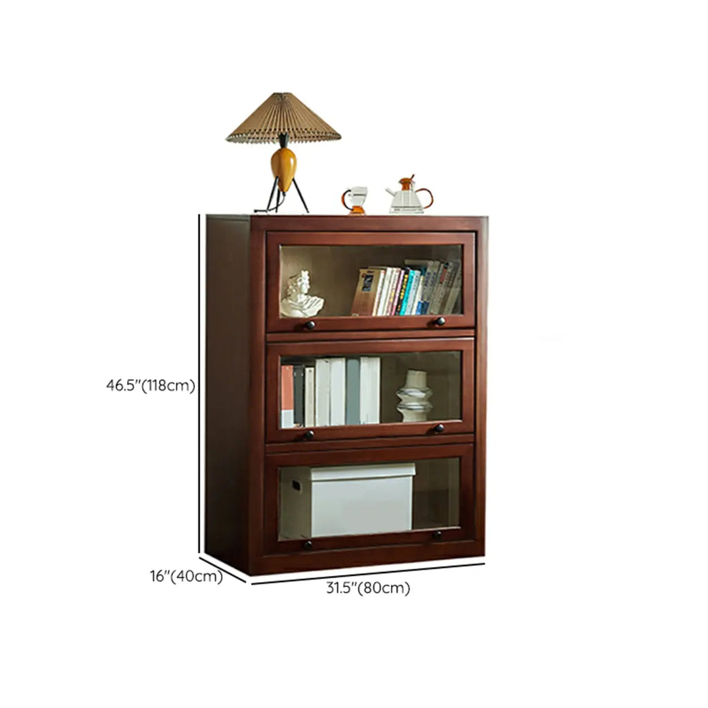 Armoire de rangement classique en bois brun avec verre inversé