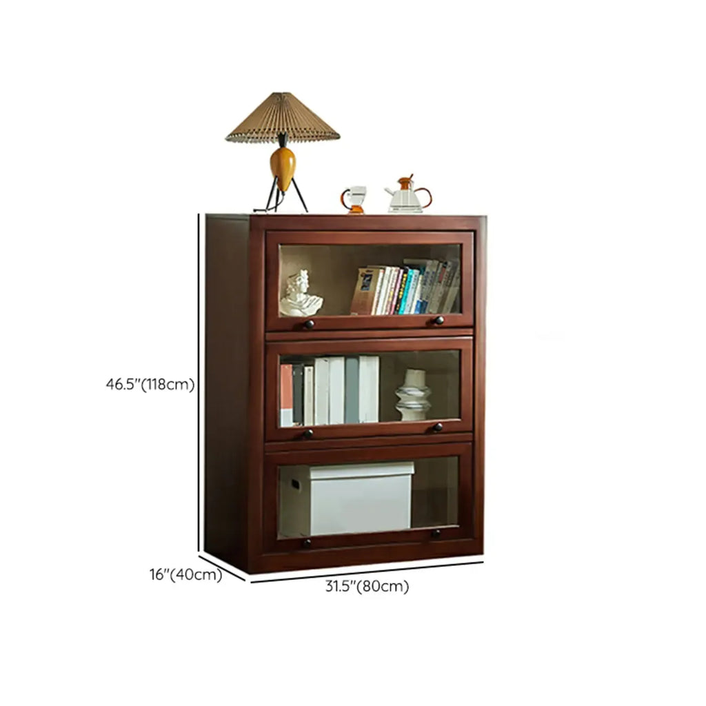 Armoire de rangement classique en bois brun avec verre inversé
