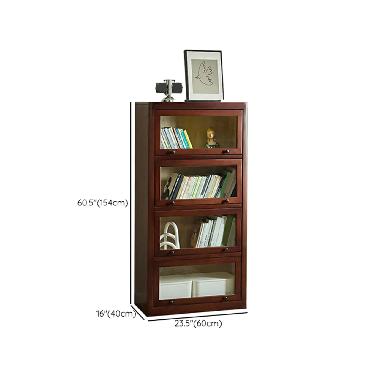 Armoire de rangement classique en bois brun avec verre inversé