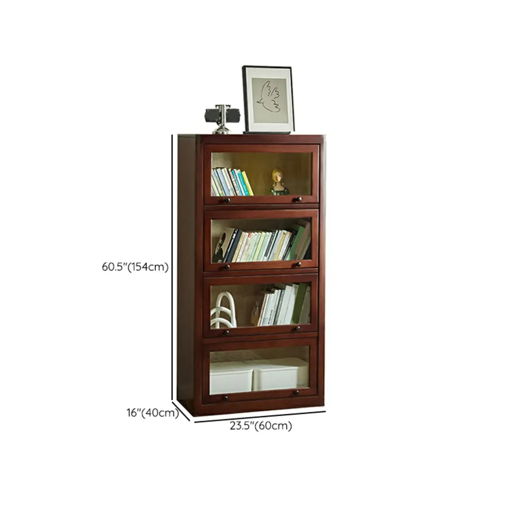 Armoire de rangement classique en bois brun avec verre inversé