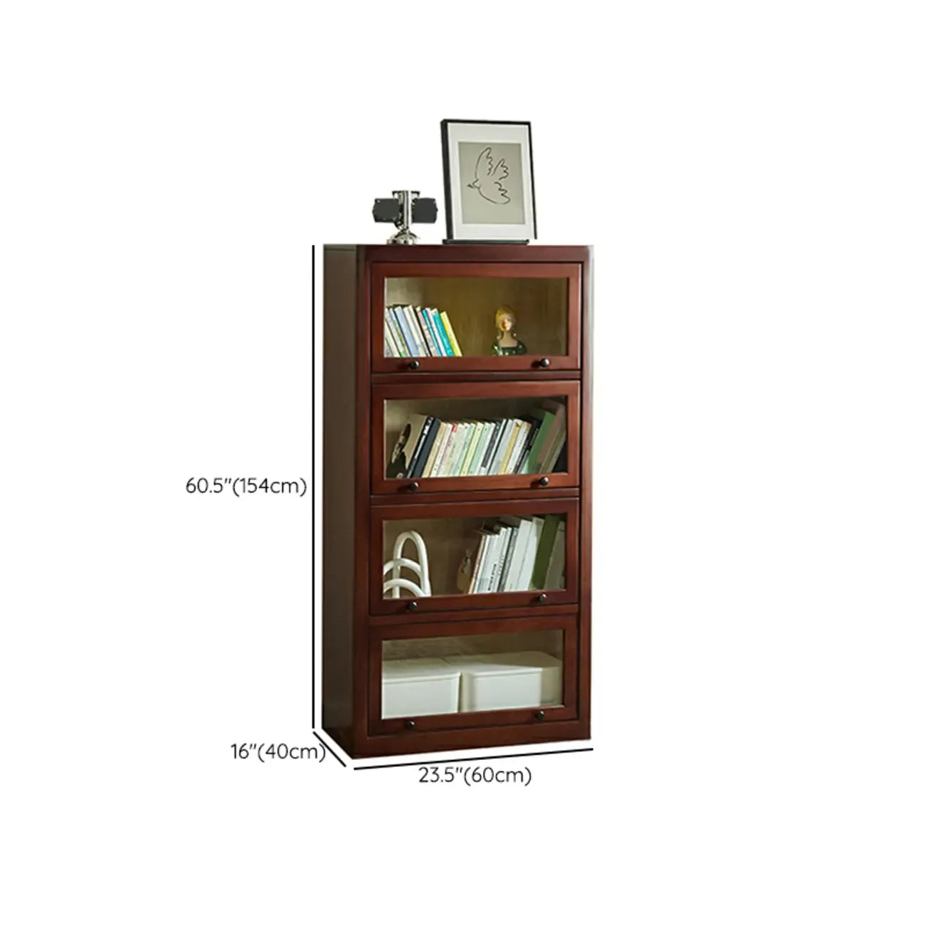 Armoire de rangement classique en bois brun avec verre inversé