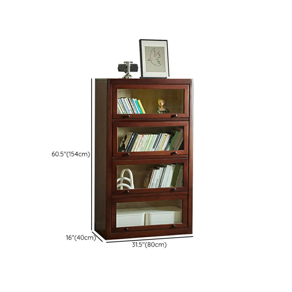 Armoire de rangement classique en bois brun avec verre inversé