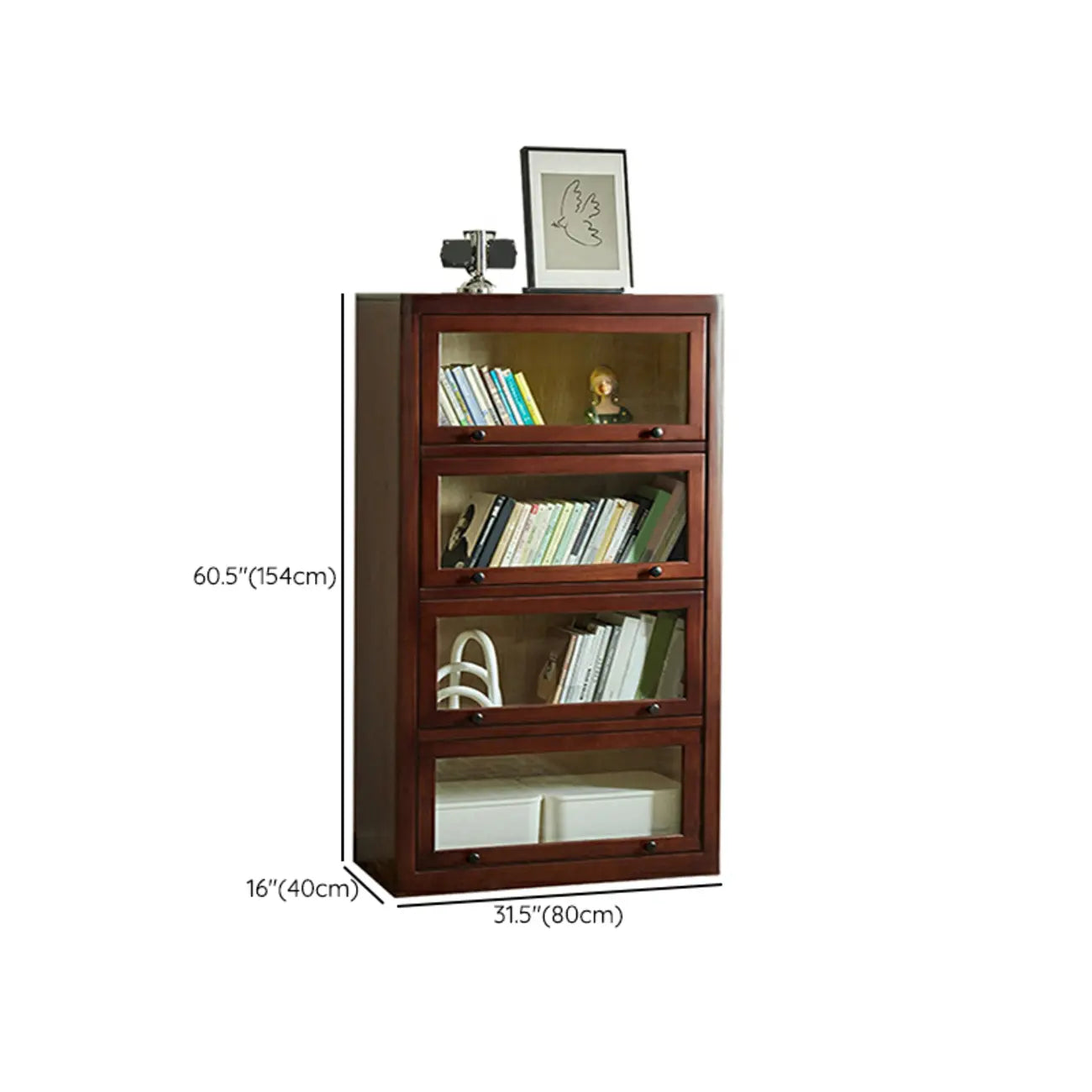 Armoire de rangement classique en bois brun avec verre inversé