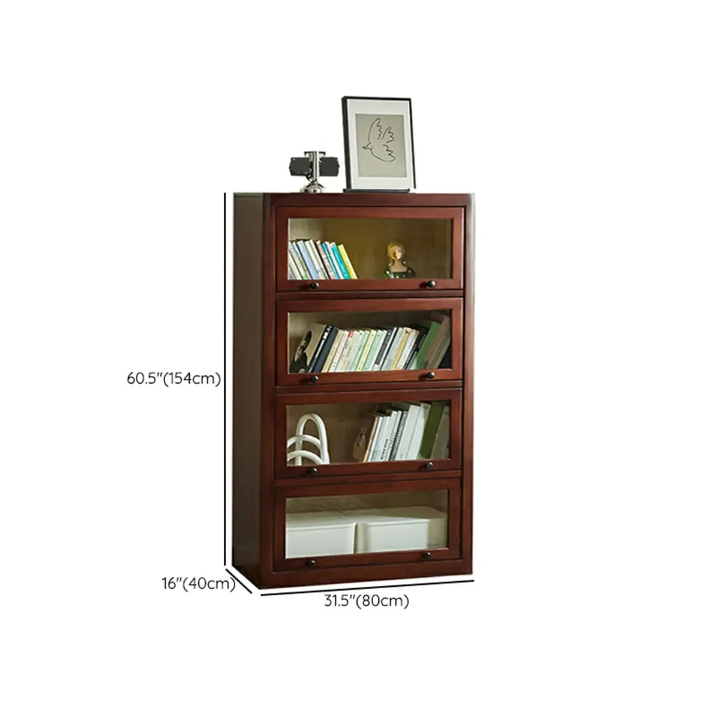 Armoire de rangement classique en bois brun avec verre inversé