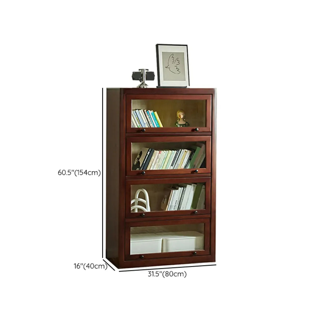 Armoire de rangement classique en bois brun avec verre inversé