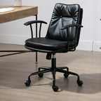 Fauteuil de bureau pivotant réglable en cuir vert armée moderne