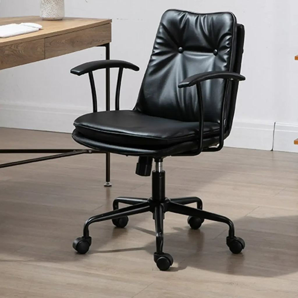 Fauteuil de bureau pivotant réglable en cuir vert armée moderne