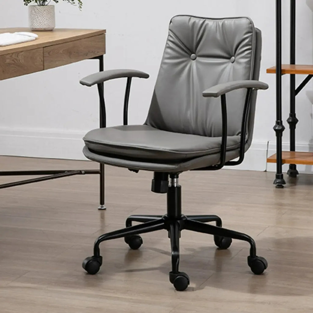 Fauteuil de bureau pivotant réglable en cuir vert armée moderne
