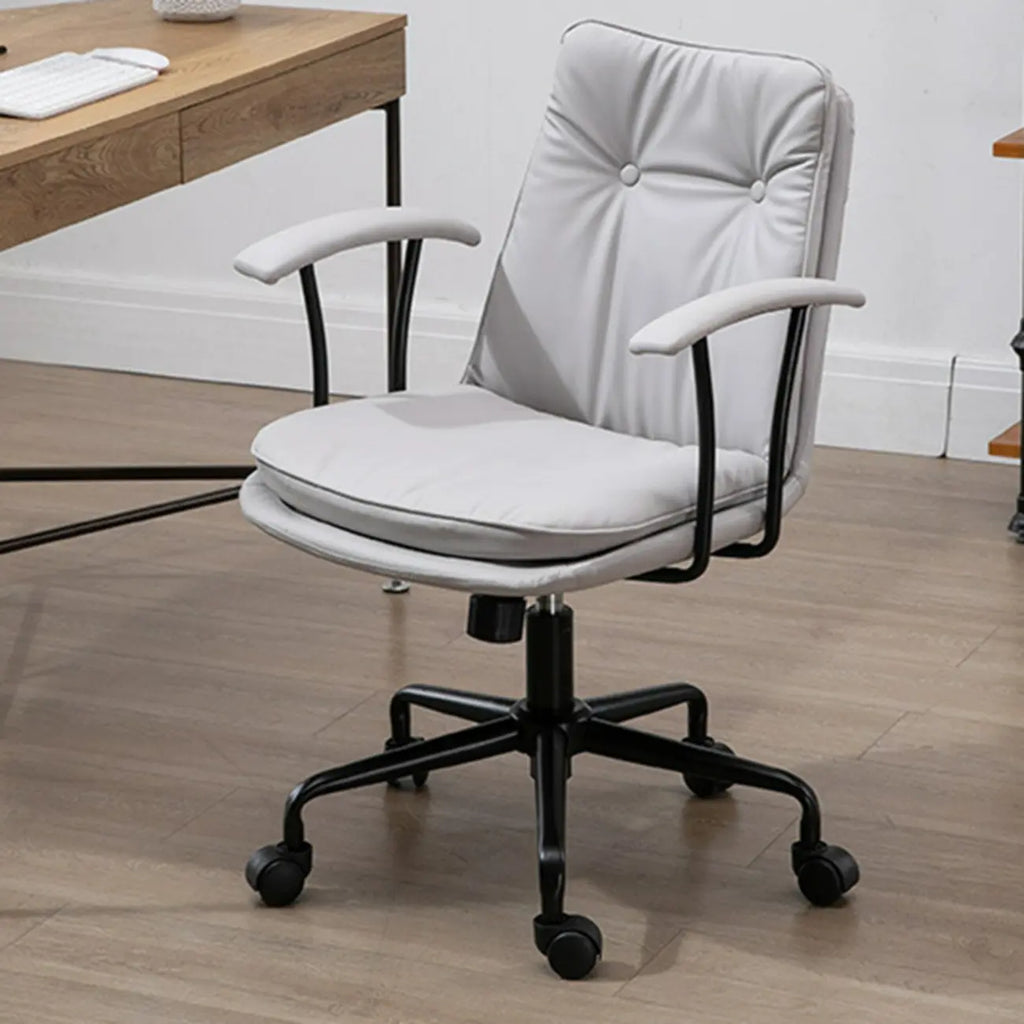 Fauteuil de bureau pivotant réglable en cuir vert armée moderne