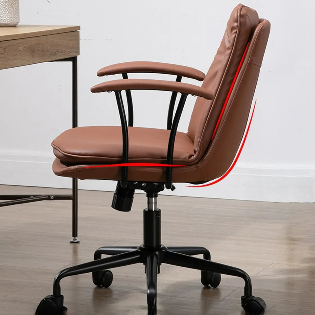 Fauteuil de bureau pivotant réglable en cuir vert armée moderne