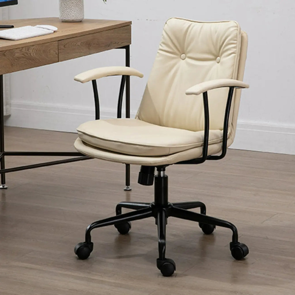 Fauteuil de bureau pivotant réglable en cuir vert armée moderne