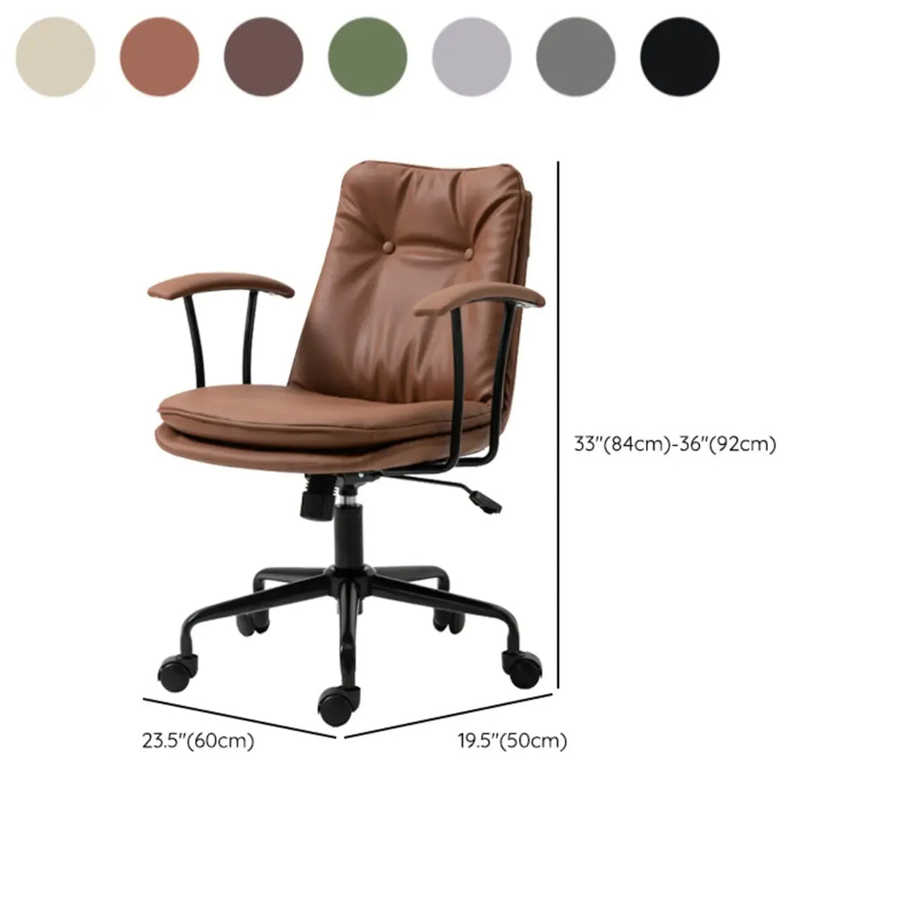 Fauteuil de bureau pivotant réglable en cuir vert armée moderne