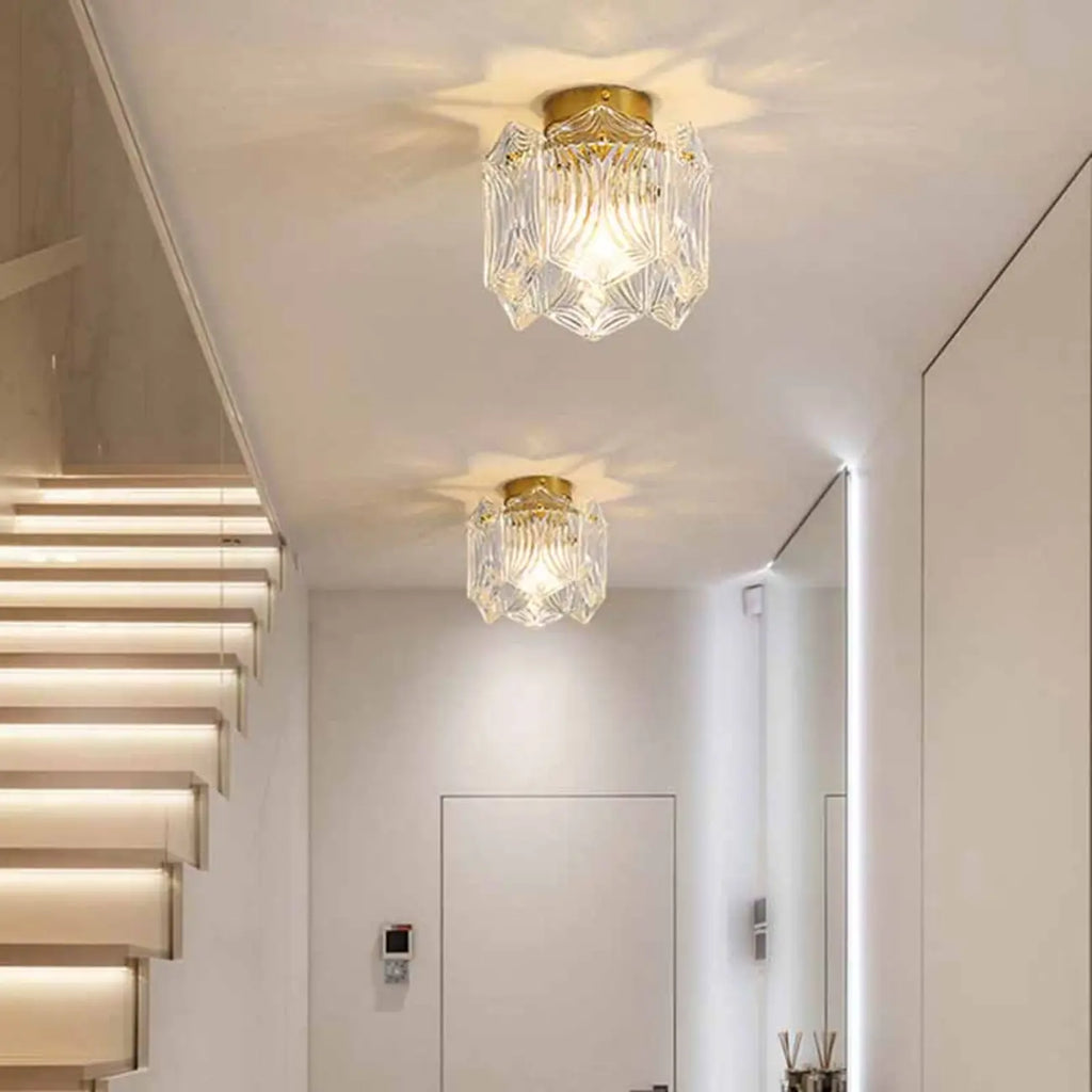Plafonnier cylindrique semi-encastré moderne pour la décoration d'entrée
