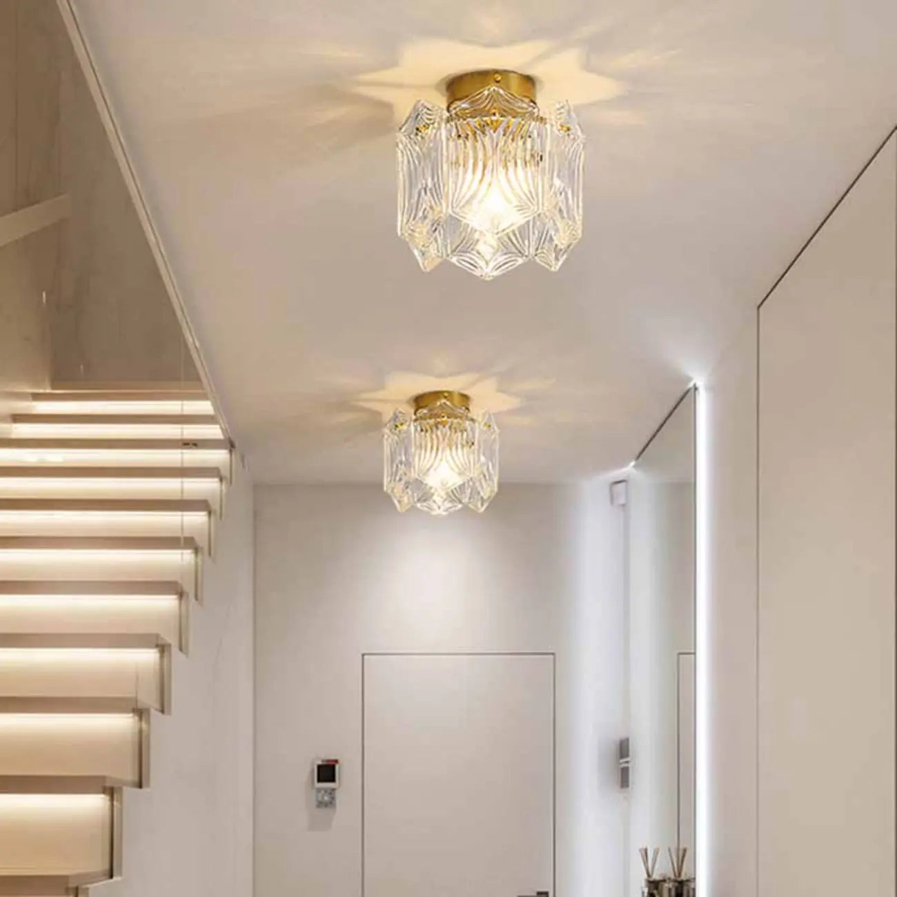Plafonnier cylindrique semi-encastré moderne pour la décoration d'entrée