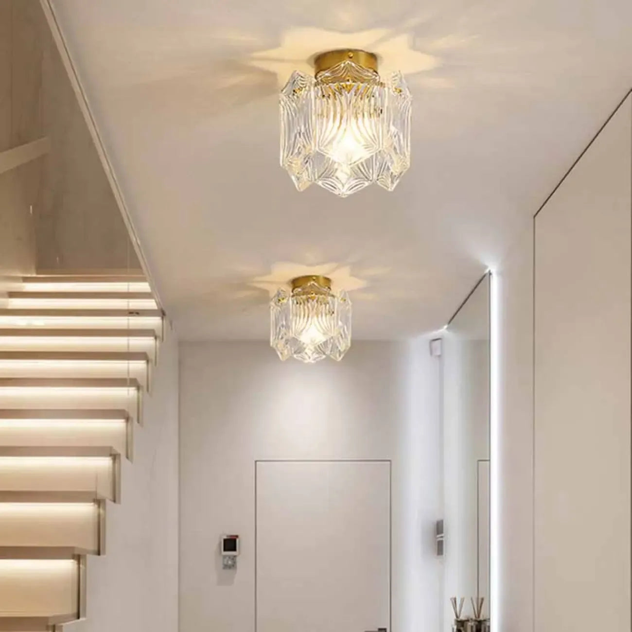 Plafonnier cylindrique semi-encastré moderne pour la décoration d'entrée