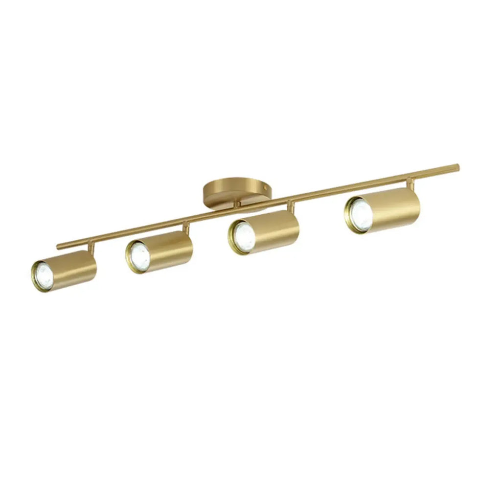 Luminaire sur rail réglable cylindrique doré minimaliste semi-encastré
