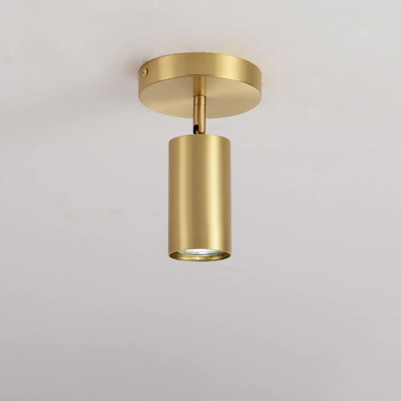 Luminaire sur rail réglable cylindrique doré minimaliste semi-encastré