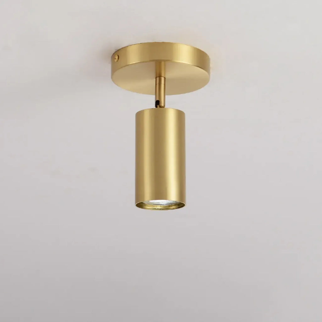 Luminaire sur rail réglable cylindrique doré minimaliste semi-encastré