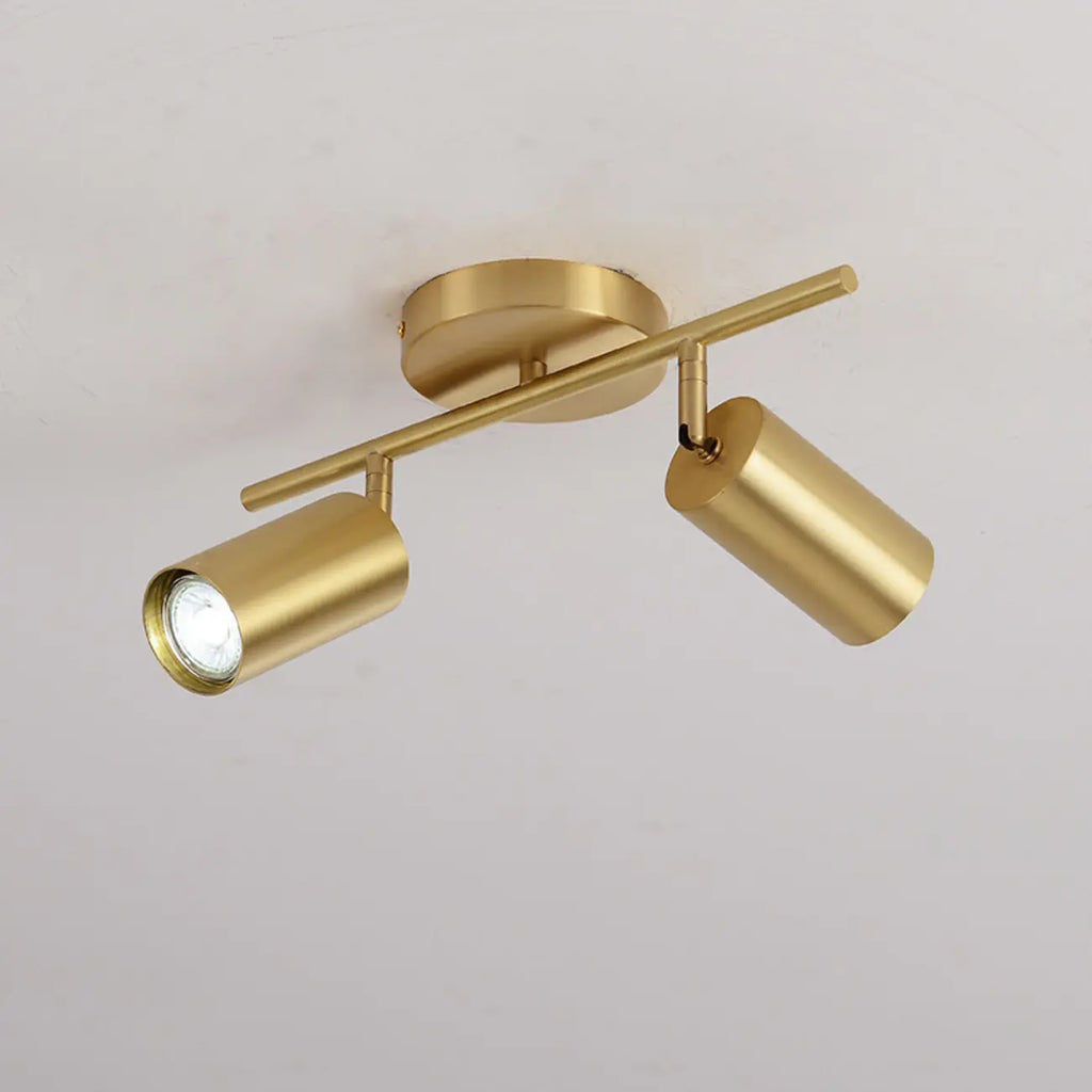 Luminaire sur rail réglable cylindrique doré minimaliste semi-encastré