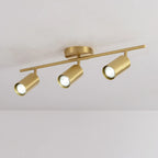 Luminaire sur rail réglable cylindrique doré minimaliste semi-encastré