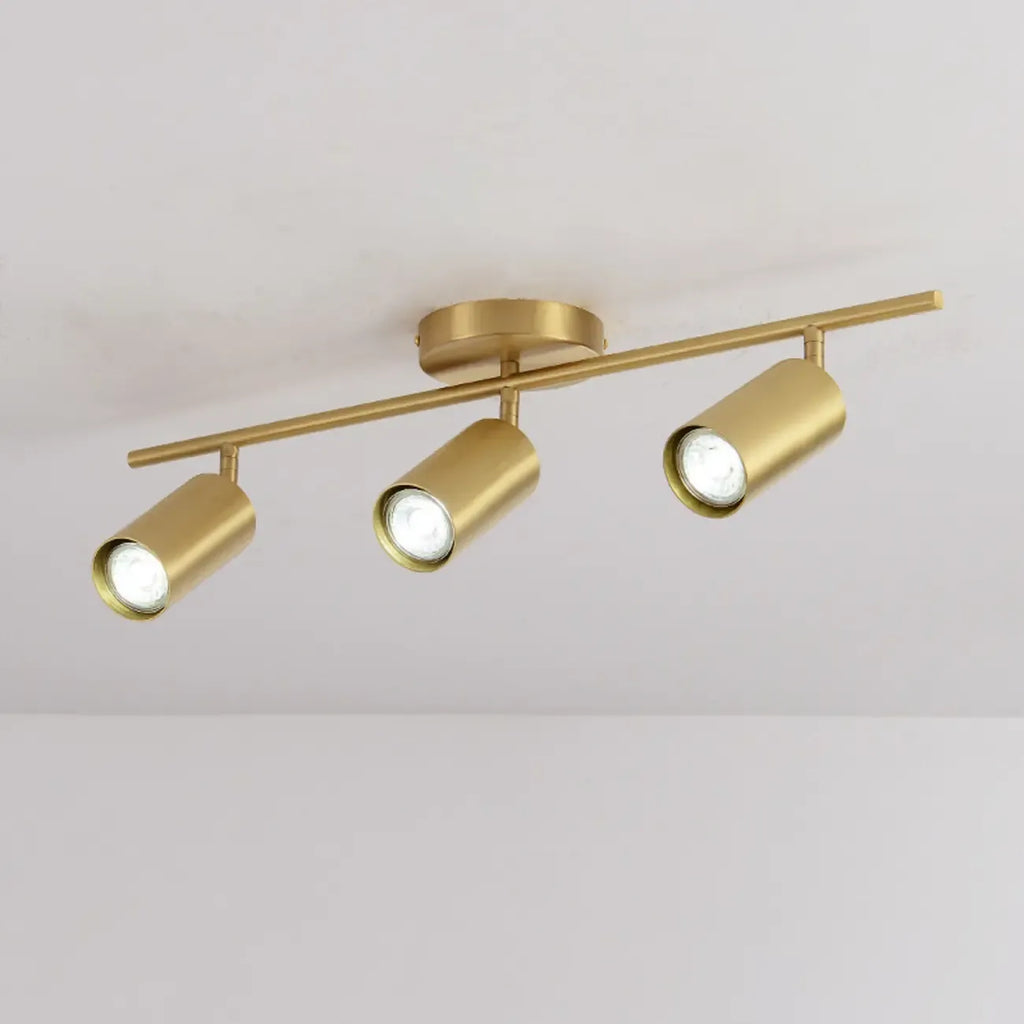 Luminaire sur rail réglable cylindrique doré minimaliste semi-encastré