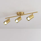 Luminaire sur rail réglable cylindrique doré minimaliste semi-encastré