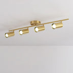 Luminaire sur rail réglable cylindrique doré minimaliste semi-encastré
