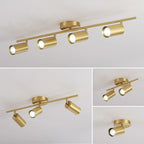 Luminaire sur rail réglable cylindrique doré minimaliste semi-encastré