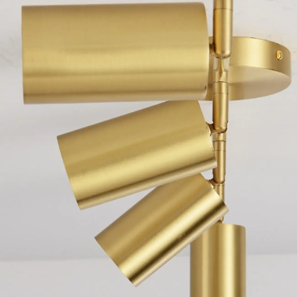 Luminaire sur rail réglable cylindrique doré minimaliste semi-encastré