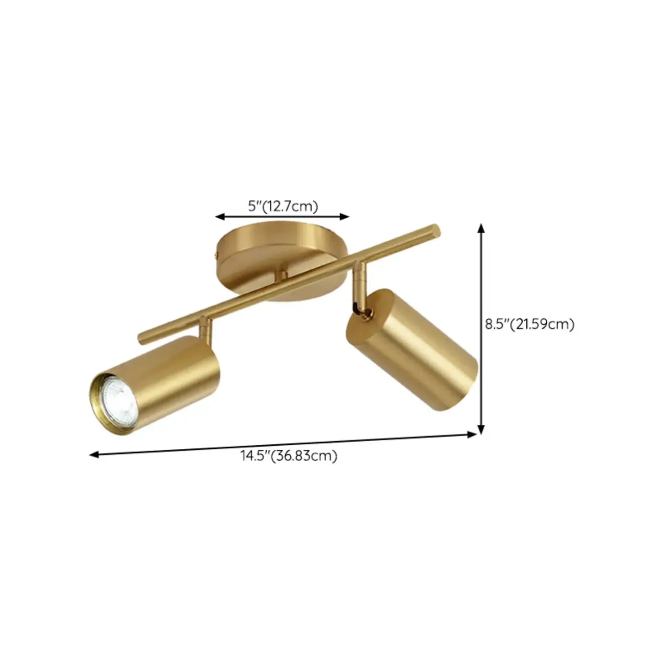 Luminaire sur rail réglable cylindrique doré minimaliste semi-encastré