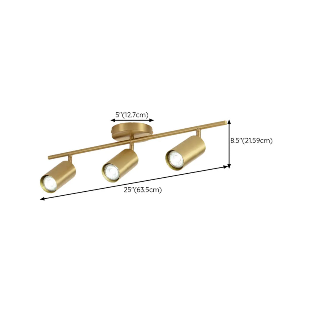 Luminaire sur rail réglable cylindrique doré minimaliste semi-encastré
