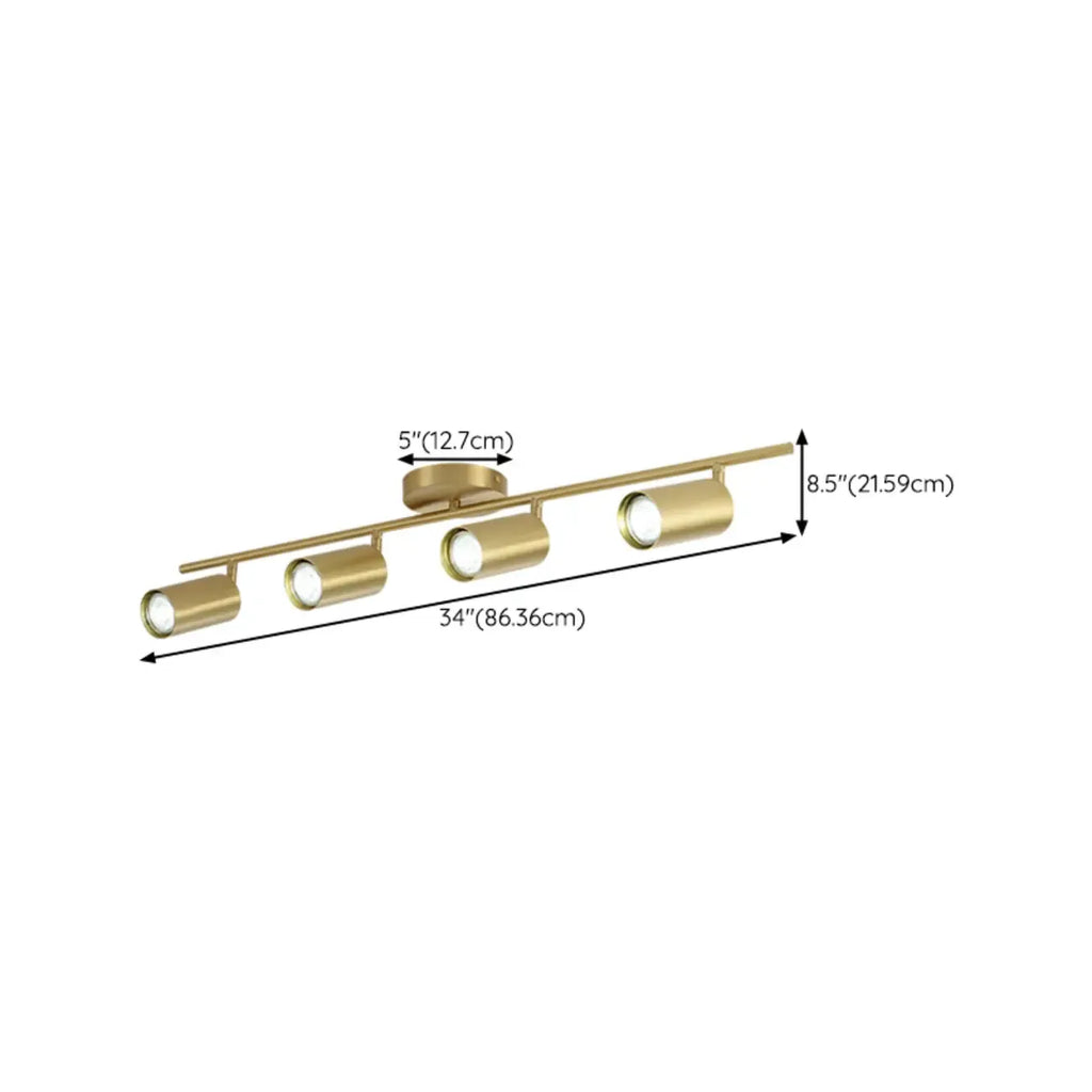 Luminaire sur rail réglable cylindrique doré minimaliste semi-encastré