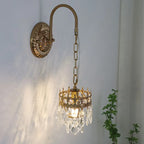 Luxueuse applique murale suspendue vintage en laiton antique avec cristal