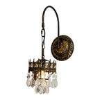 Luxueuse applique murale suspendue vintage en laiton antique avec cristal