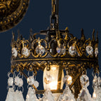 Luxueuse applique murale suspendue vintage en laiton antique avec cristal
