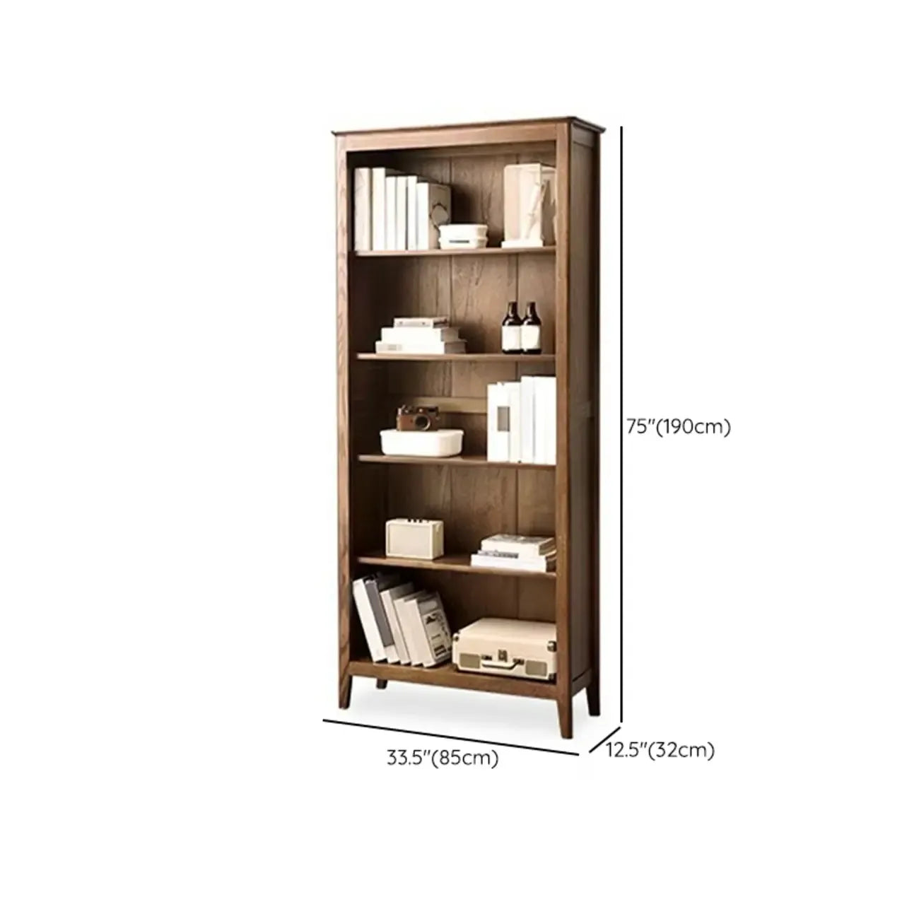 Coffres de rangement ouverts en chêne brun élégants et simples
