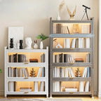 Bibliothèque verticale en métal gris/blanc à dos fermé et portes