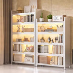 Bibliothèque verticale en métal gris/blanc à dos fermé et portes