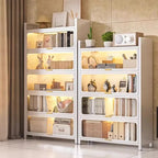 Bibliothèque verticale en métal gris/blanc à dos fermé et portes