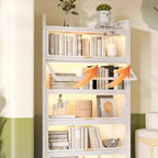 Bibliothèque verticale en métal gris/blanc à dos fermé et portes