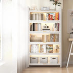 Bibliothèque verticale en métal gris/blanc à dos fermé et portes