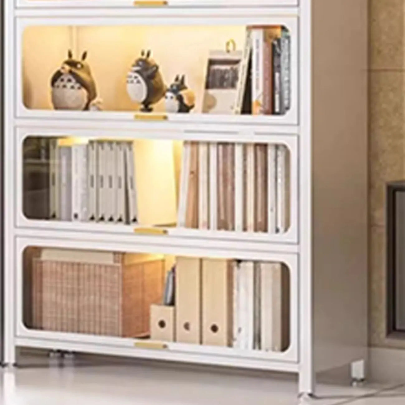 Bibliothèque verticale en métal gris/blanc à dos fermé et portes
