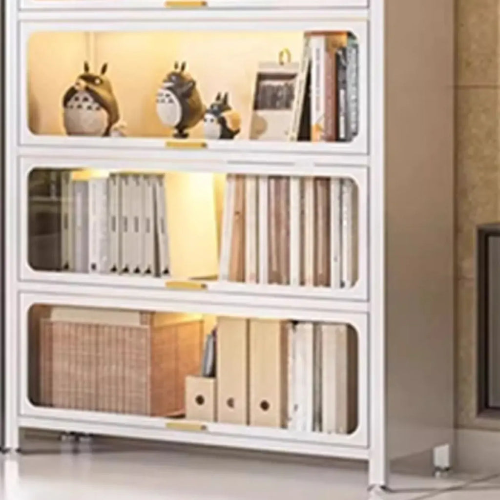 Bibliothèque verticale en métal gris/blanc à dos fermé et portes