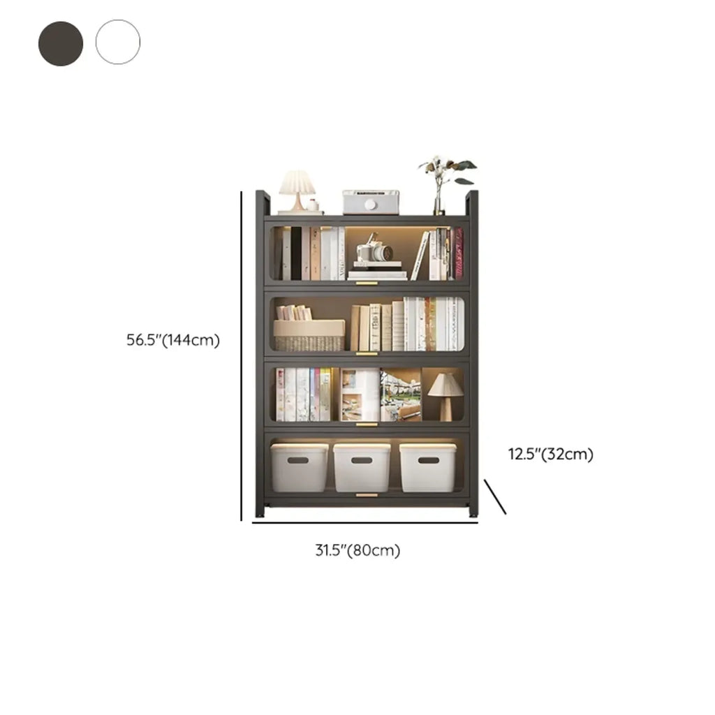 Bibliothèque verticale en métal gris/blanc à dos fermé et portes