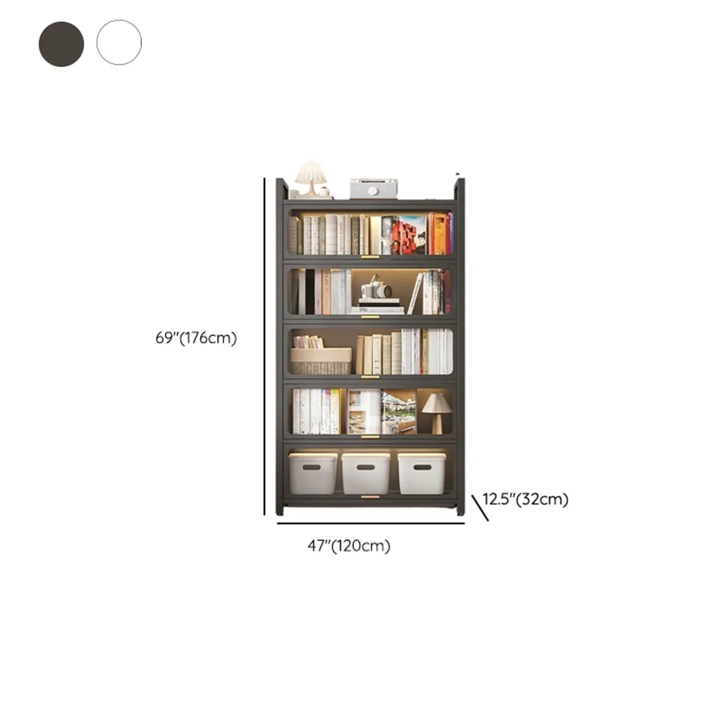 Bibliothèque verticale en métal gris/blanc à dos fermé et portes