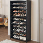 Meuble à chaussures moderne en bambou noir avec panneaux en rotin