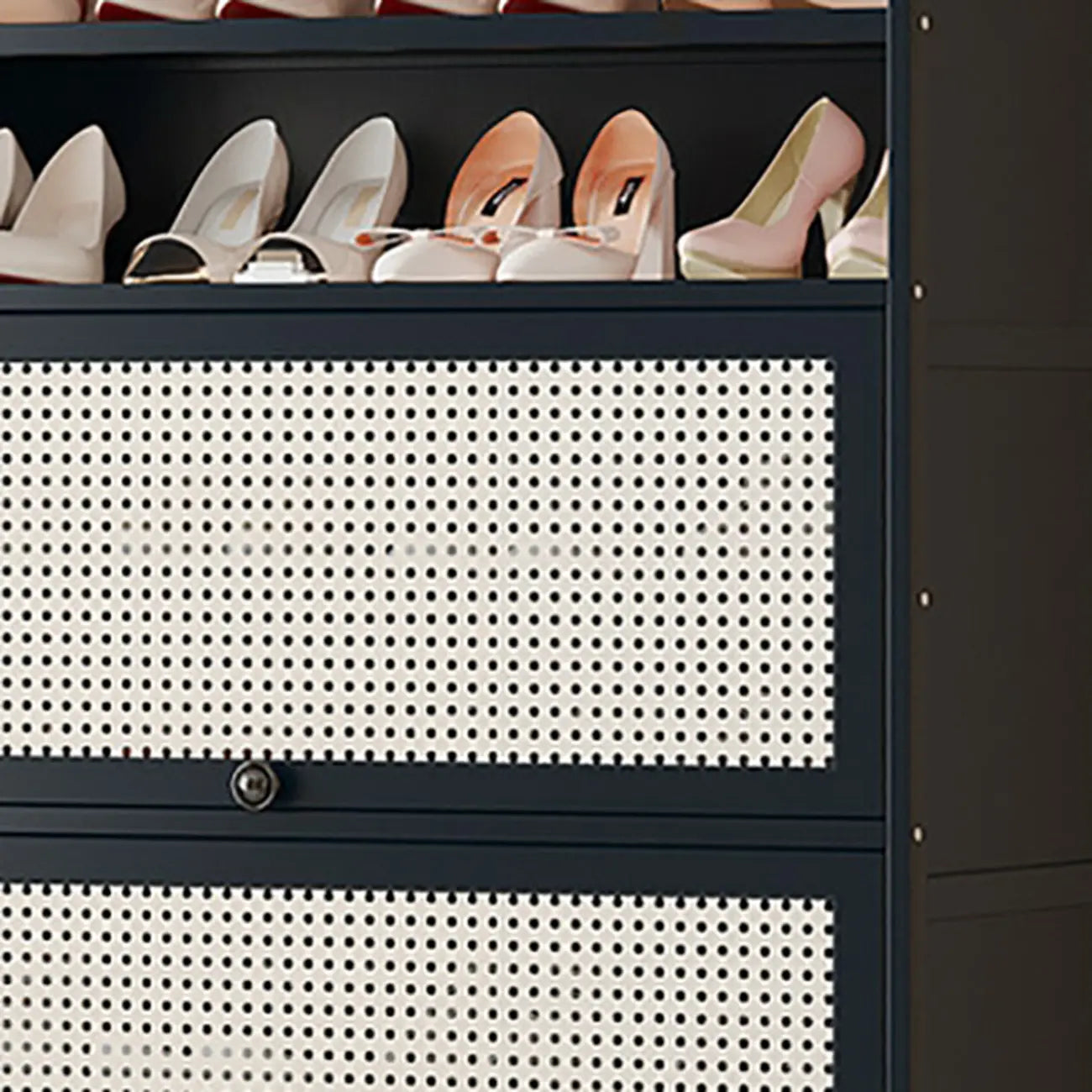Meuble à chaussures moderne en bambou noir avec panneaux en rotin