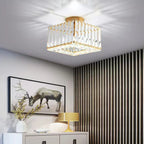 Plafonnier semi-encastré carré en cristal doré moderne